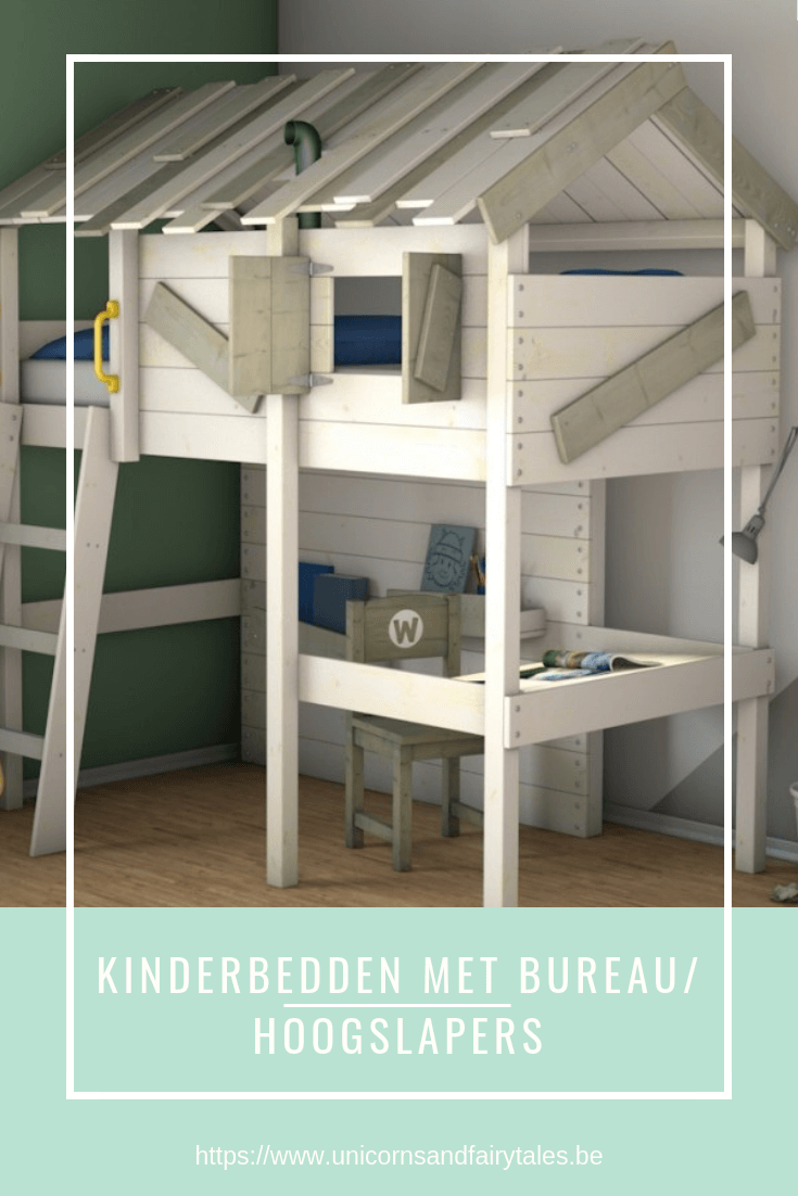 kinderbed met bureau - unicorns & fairytales