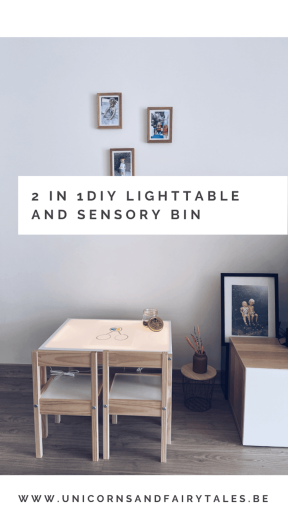 DIY lichttafel en sensory bin - unicorns & fairytales