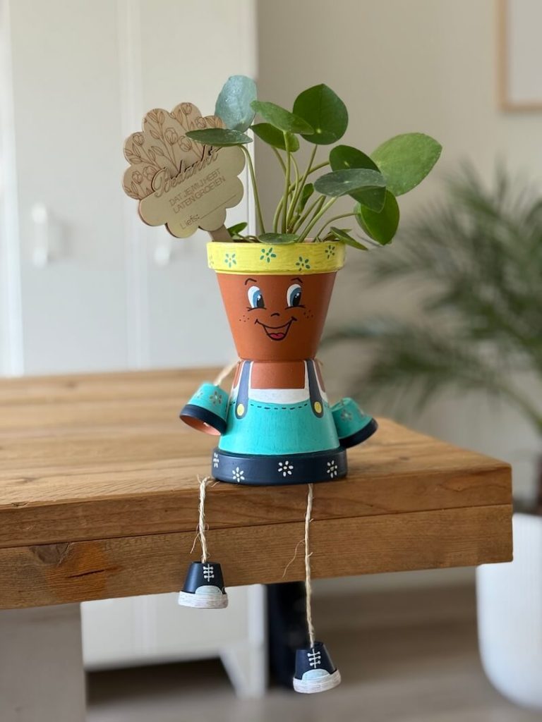 DIY duurzaam cadeau bloempot mannetje - unicorns & fairytales